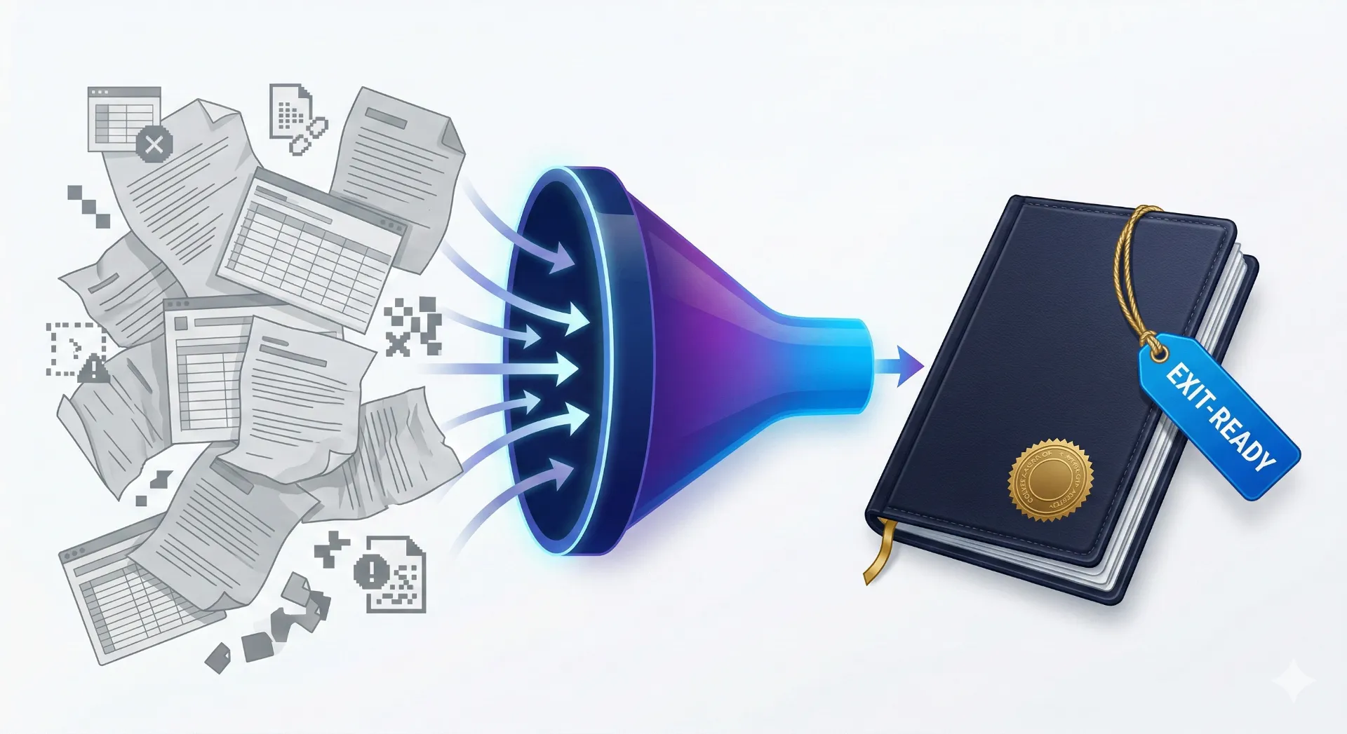 Messy documents transformed into a standardized exit-ready deal package